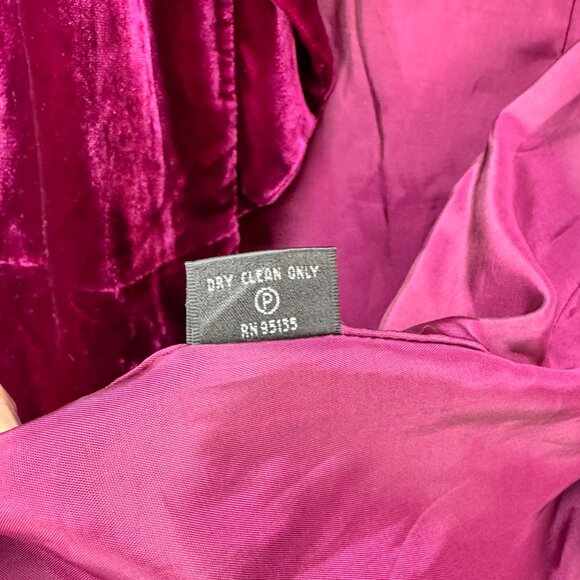 Lafayette 148 Velvet Blazer Jacket Silk Blend Size 10 Maroon Red Ruffle Lined - Picture 5 of 5